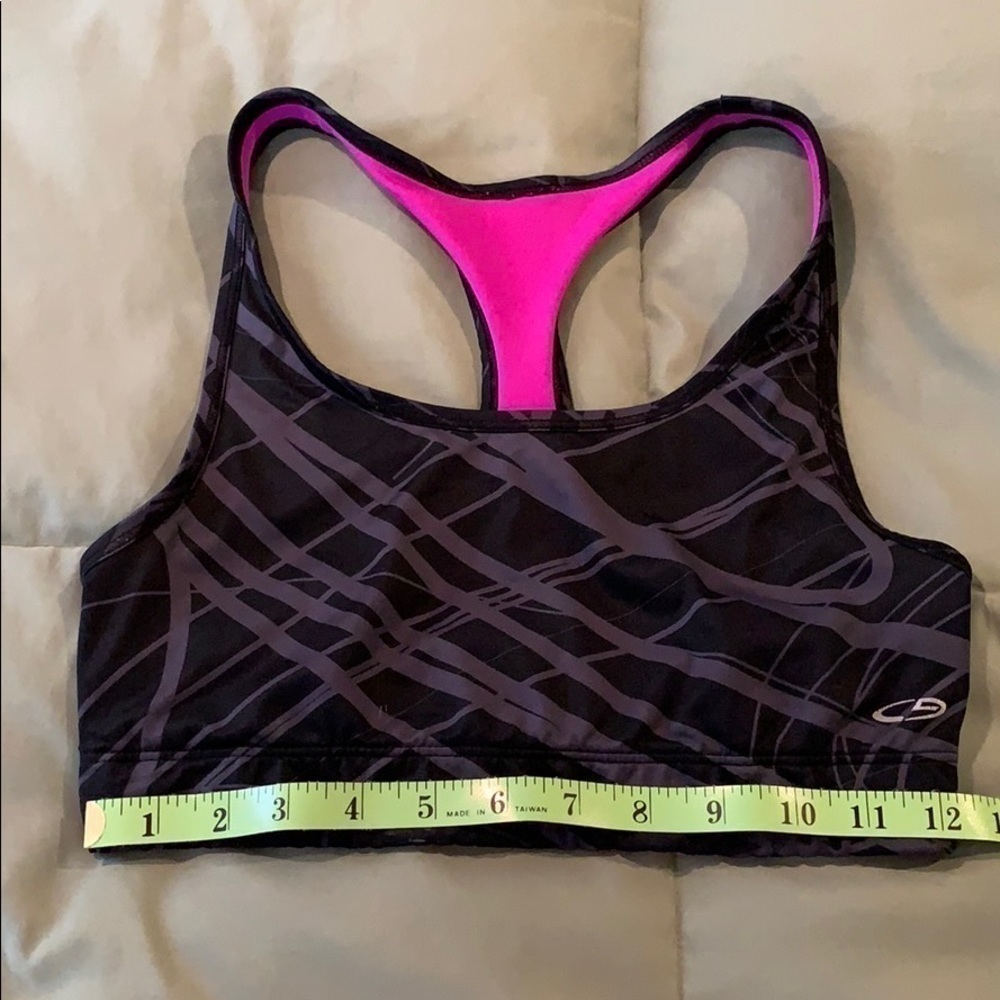 Reversible sport bra. Black/gray design or pink.